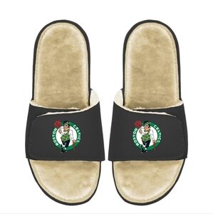 NWT Islide Mantra Boston Celtics black tan fur slide sandles men's 9 women's 10